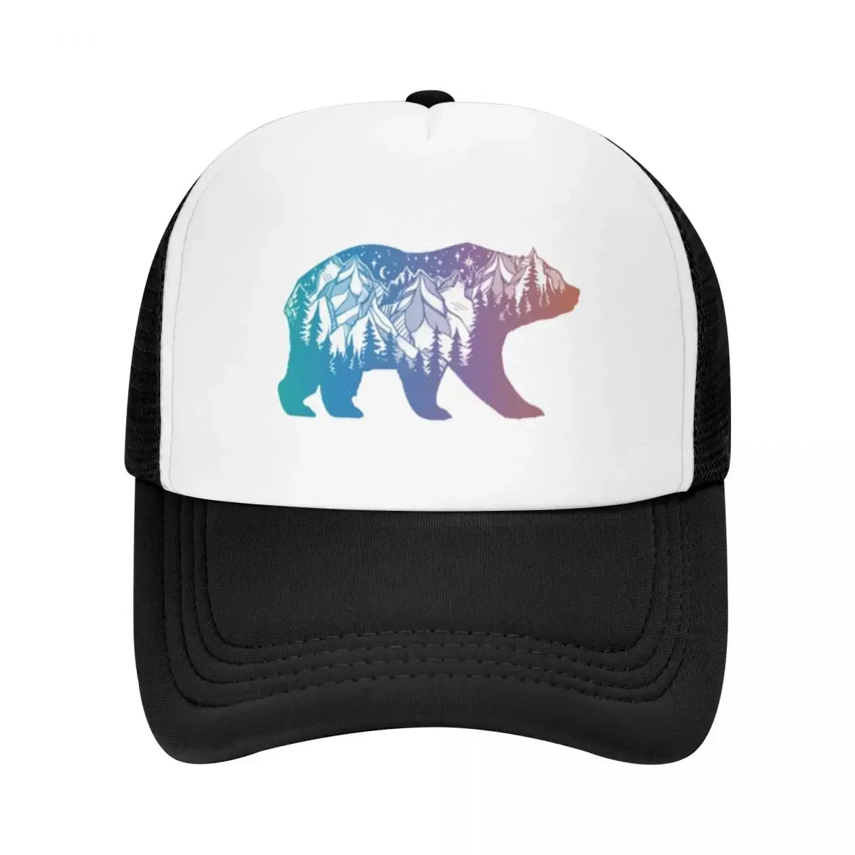 Trucker Cap Mesh - California Bear With Mountains Landscape Trees