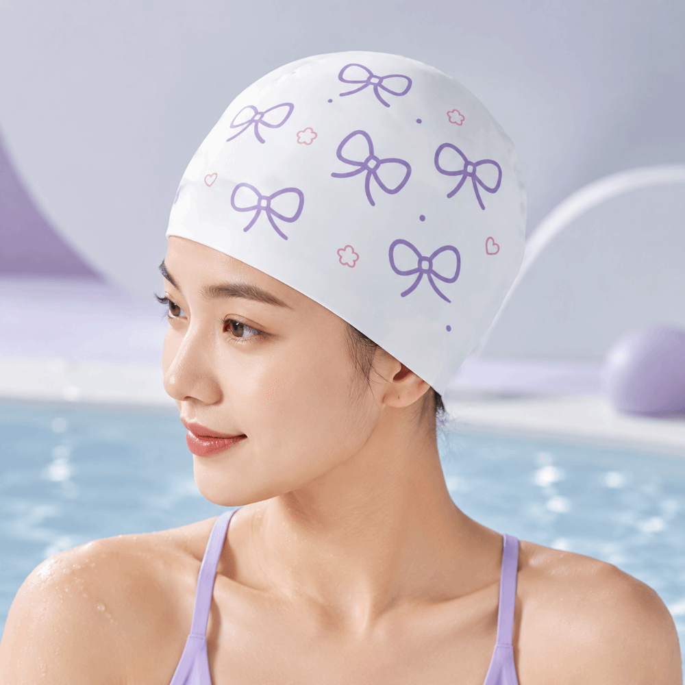 Creative Bow Print Swimming Ha - Swim Hat Silicone review and price