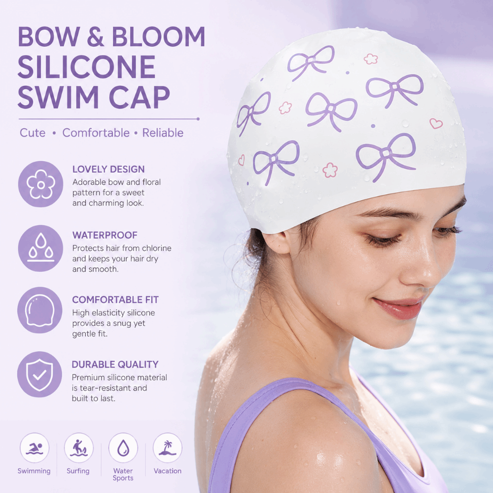 Creative Bow Print Swimming Ha - Swim Hat Silicone review and price