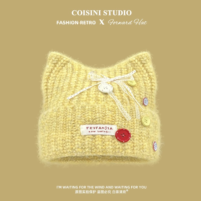 Y2K Cute Cat Ear Knit Beanies  - Beanie Cuffed Knit review and price
