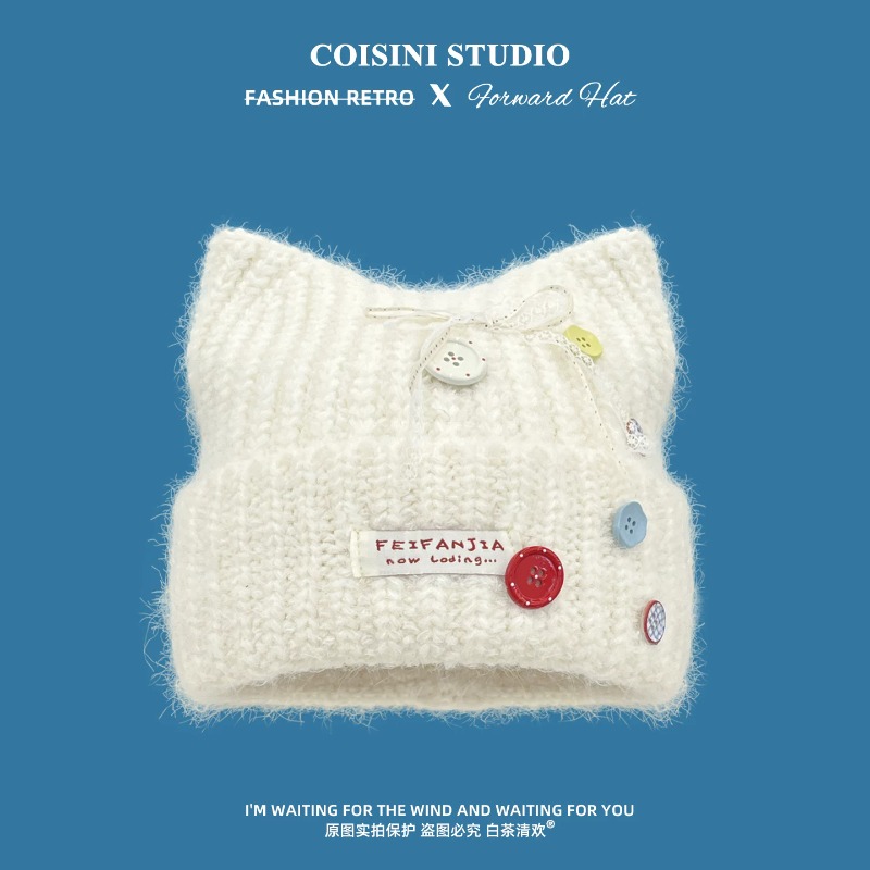 Y2K Cute Cat Ear Knit Beanies  - Beanie Cuffed Knit review and price